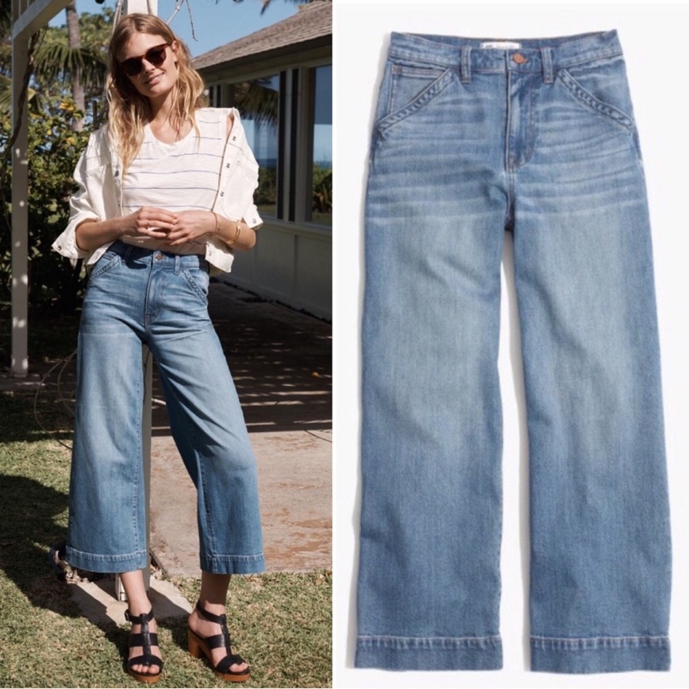 Madewell Wide-Leg Crop Jeans in Birdie Wash size 28